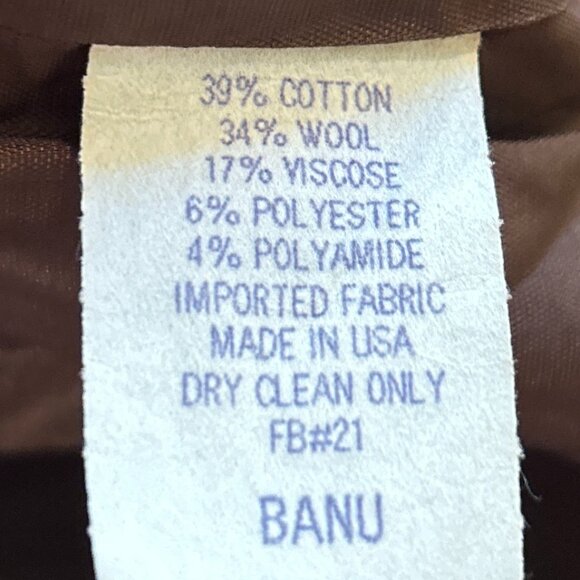 Banu Paris SZ 8 Brown Tweed Metal Trim Wool Blazer Academia Preppy Old $ Capsule - Picture 9 of 9